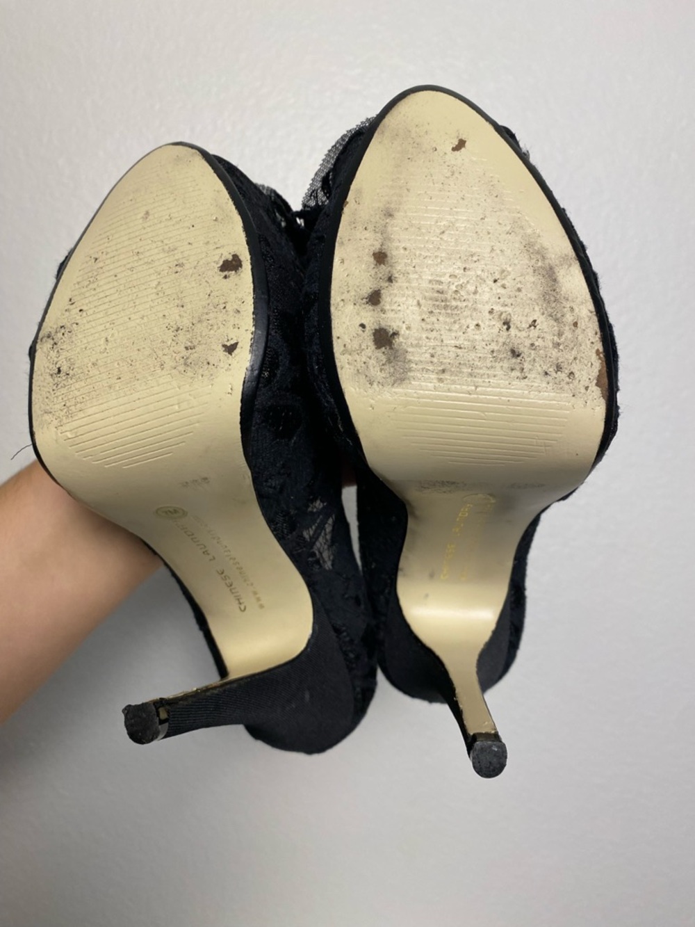 🖤 EUC Chinese Laundry Y2K Lace Bow Platform Heels – Black | Size 7 - Picture 4 of 9